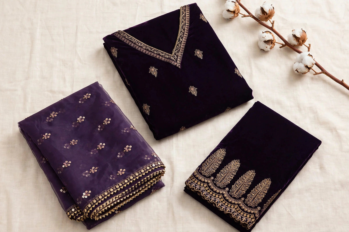 Baroque D-247 — Deep Aubergine Velvet 3-Piece | VN-013