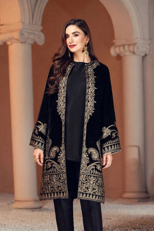 MariaB D-472 — Black Velvet Open Jacket 2-Piece | VN-019